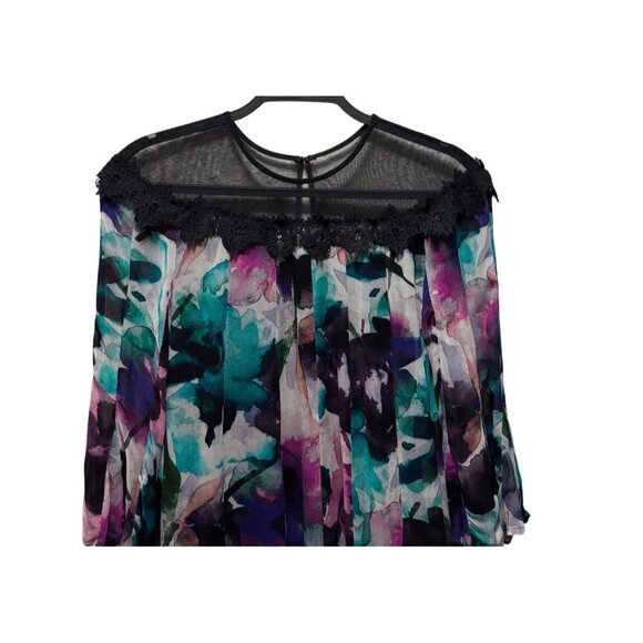 Anthropologie Womens Flutter Sleeve Floral Mini Dress Size Small Multicolor - Picture 6 of 9